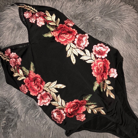 LF Tops - LF Roses Backless Body Suit